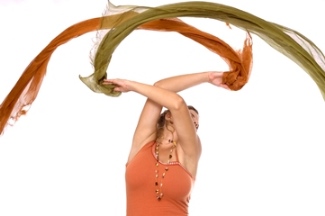 Girl waving clothes